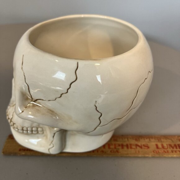 Skull Bowl with Skeleton Arm Spoon Decorative Halloween Dia de los Muertos Decor - Picture 15 of 16